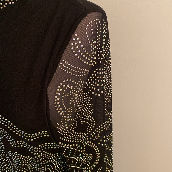Fashion Nova 1XL black long dress with silver beads - Picture 3 of 13